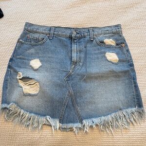 7 For All Mankind Distressed Denim Skirt
